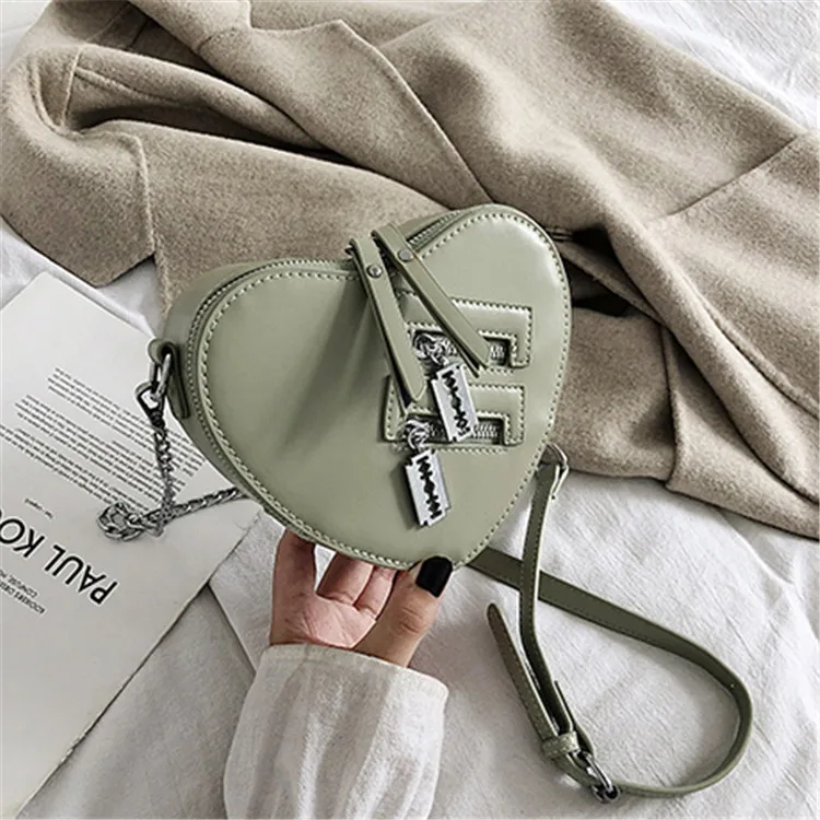 Green TOYOOSKY дизайнерская женская сумка на плечо в форме сердца, маленькая сумочка, модная женская сумка на молнии из искусственной кожи, сумка-мессенджер через плечо - Цвет: Green
