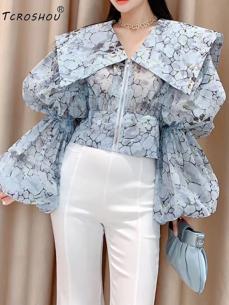 Large lapel retro geometric pattern waist short