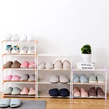 

3/4/5 Layer Assembly Shoe Rack Steel Pipe Easy To Install Bedroom Dormitory Shelf Hallway Cabinet Organizer Space Saving Stand
