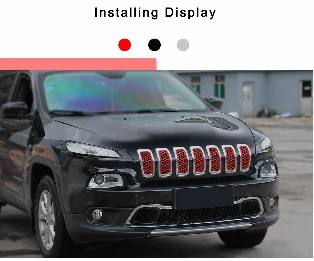MOPAI, автомобильная наклейка для Jeep Cherokee-, автомобильная Передняя сетчатая решетка, декоративная решетка, Защитные вставки, Формовочная крышка, автомобильные аксессуары