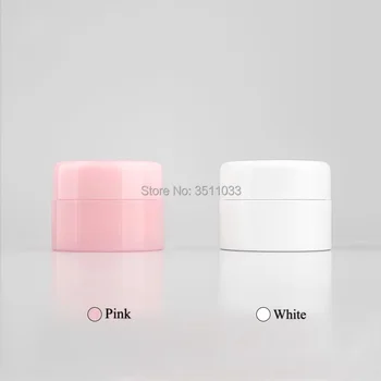 

10g Cute White Plastic Jar Cosmetic Cream Case Classical Pink Jars Empty Round Face Cream Mask Container For Sample 50pcs 100pcs