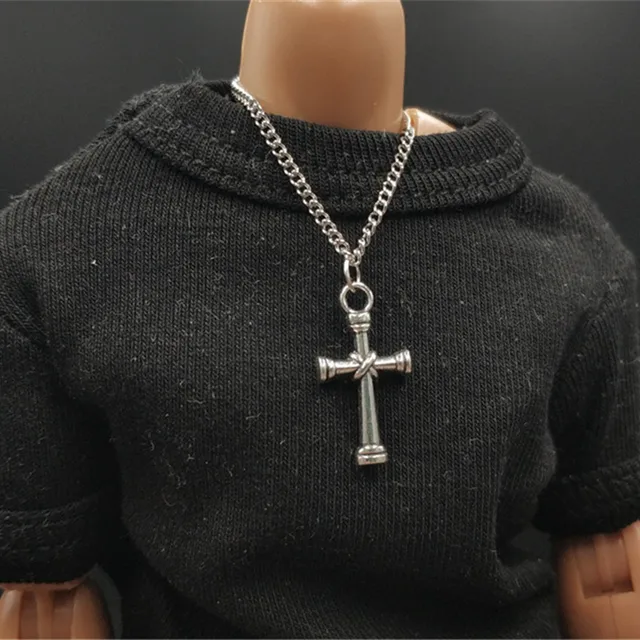 1/6 Scale Cross Pendant Necklaces Medieval Religious Statement Chains Necklace Jewelry for 12