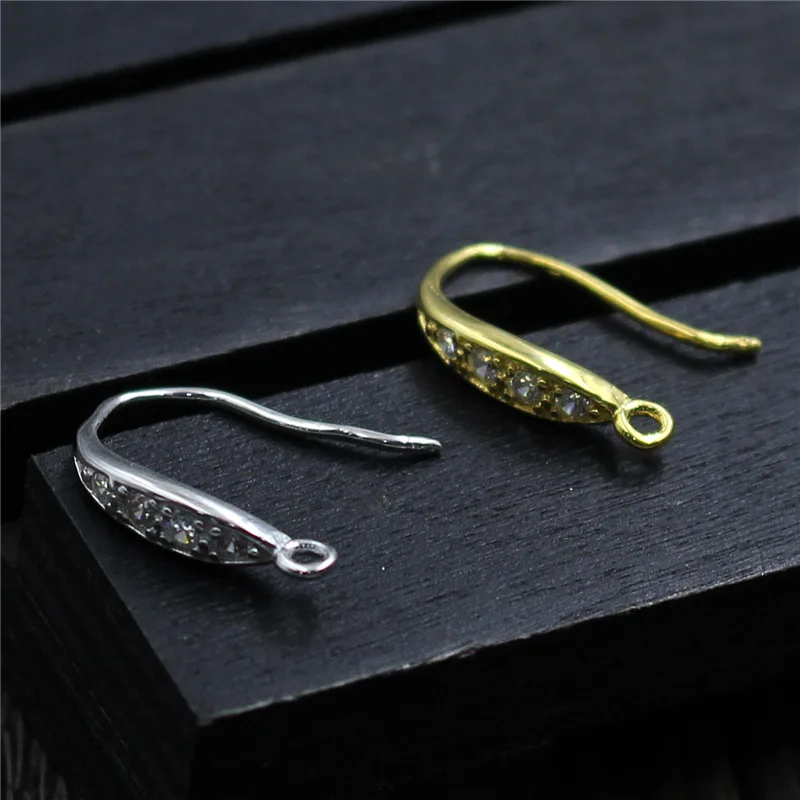 

1pair Fancy 925 Sterling Silver AAA Zircon Earring Hooks Gold/Silver Color S925 Ear Hook Connectors DIY Fine Jewelry Findings