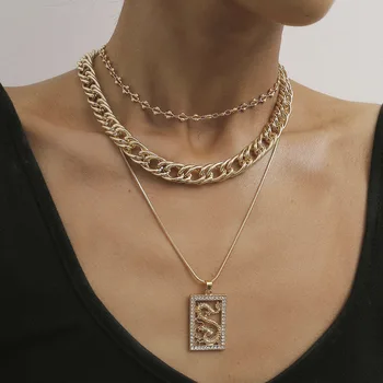 

Micro Dragon Pendant Thick And Thin Multilayer Chain Pendant Necklaces Fashion Jewelry Charm Women Necklace
