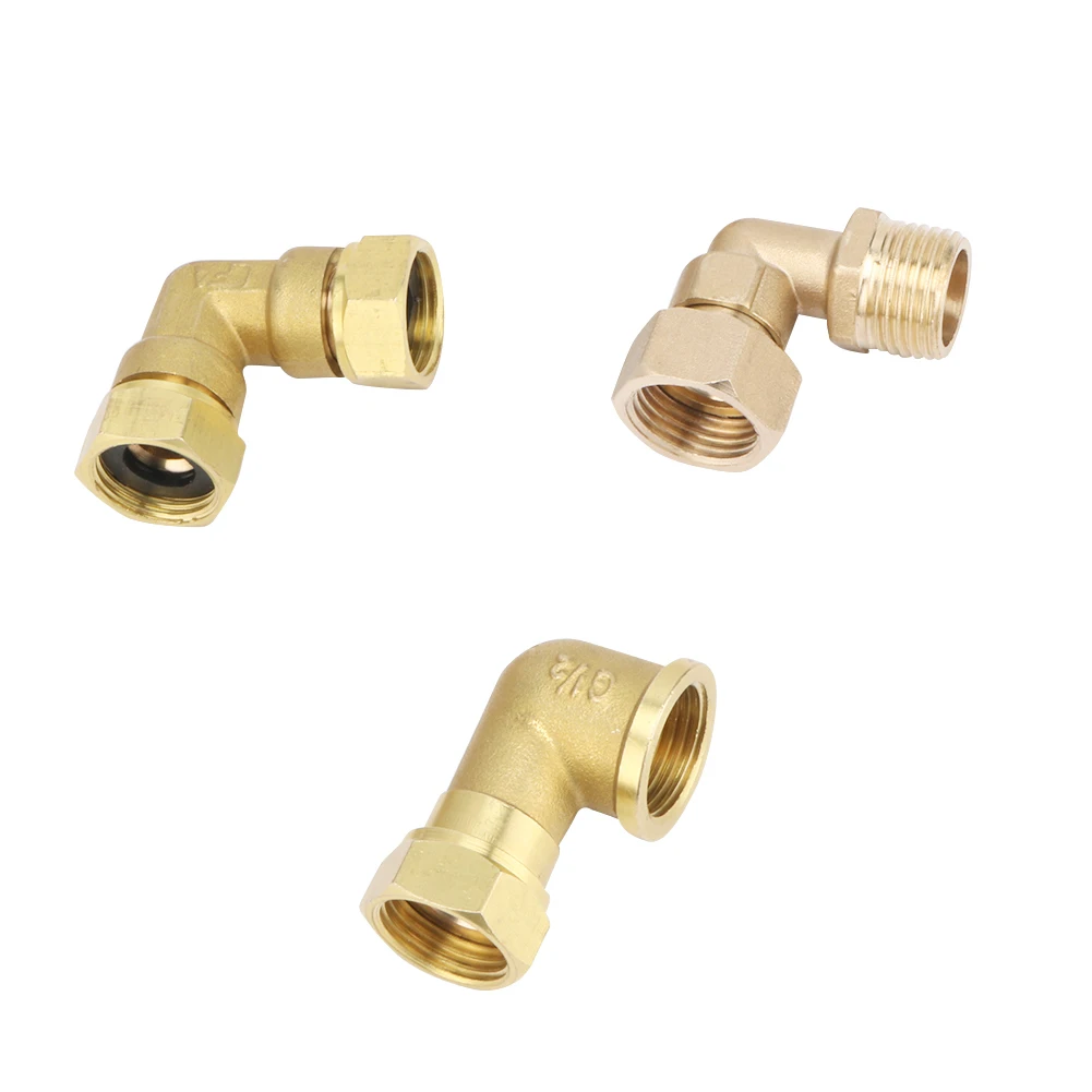swivel joint 1/2" internal thread/external thread 90 degree brass elbow pipe fitting connector joint for water fuel adapter