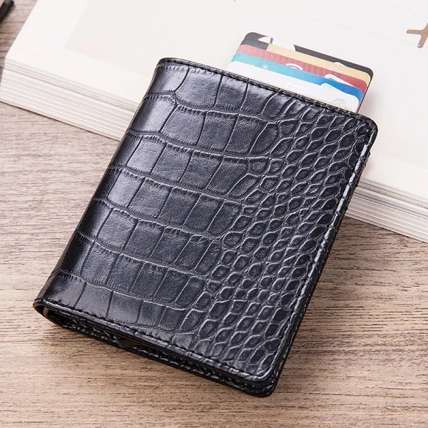 Crocodile Pattern Держатель для кредитных карт алюминиевый кошелёк чехол для банковских карт RFID id держатель для карт кошелек автоматический всплывающий чехол для кредитных карт Обложка для паспорта - Цвет: Crocodile Pattern