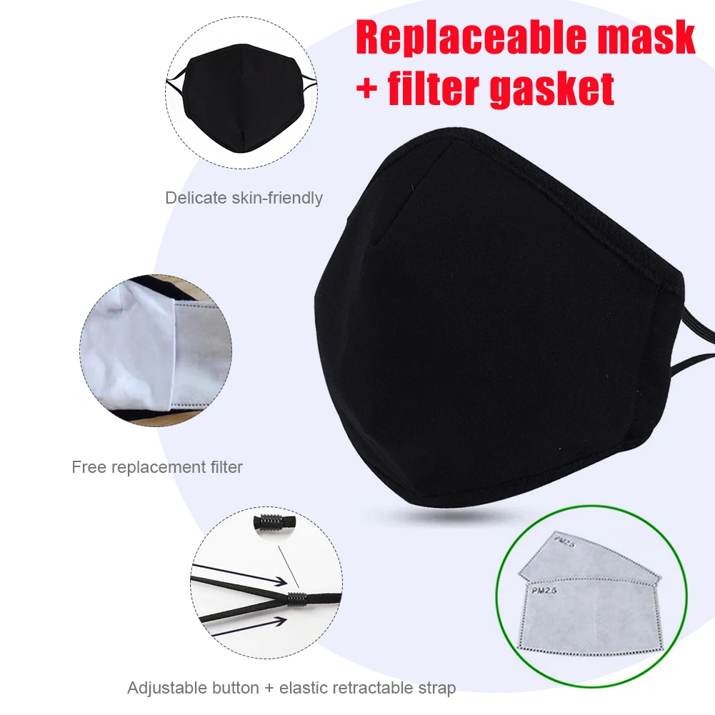 

Adjustable cotton wear comfortable replaceable filter element anti-fog and PM2.5 washable mask cotton mask