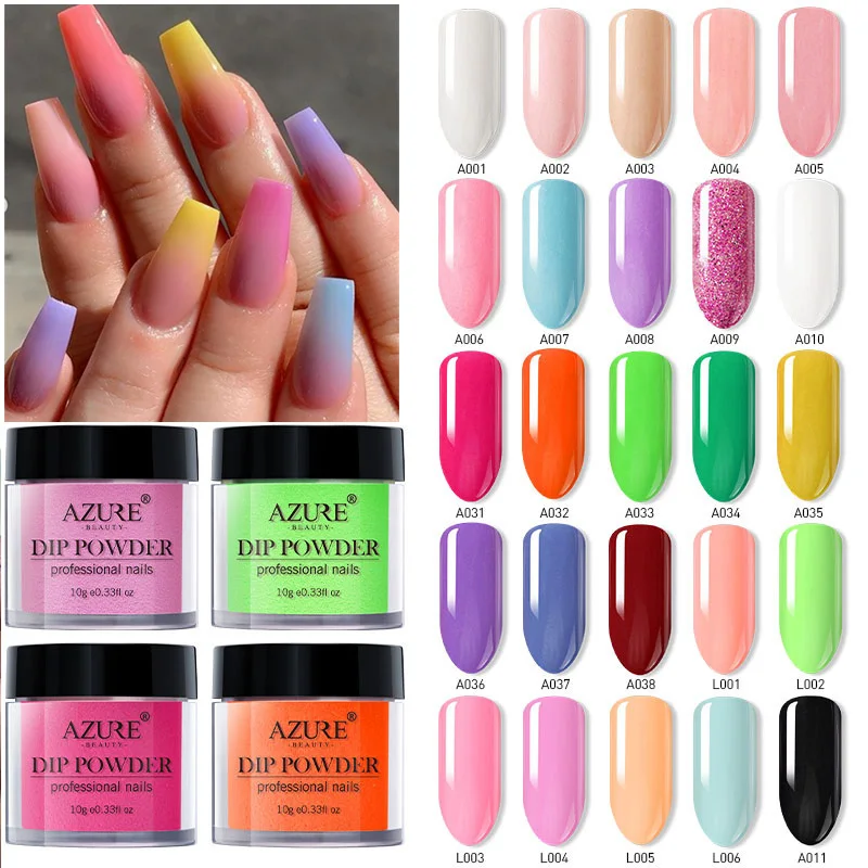 Azure Beauty Colorful Shining Dipping Powder Nail Art Dust Pigment