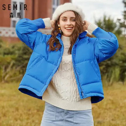 SEMIR, модная зимняя куртка, женские пуховики, пальто, женское утепленное пальто с капюшоном, теплый пуховик, женская короткая стеганая парка - Цвет: Lake Blue