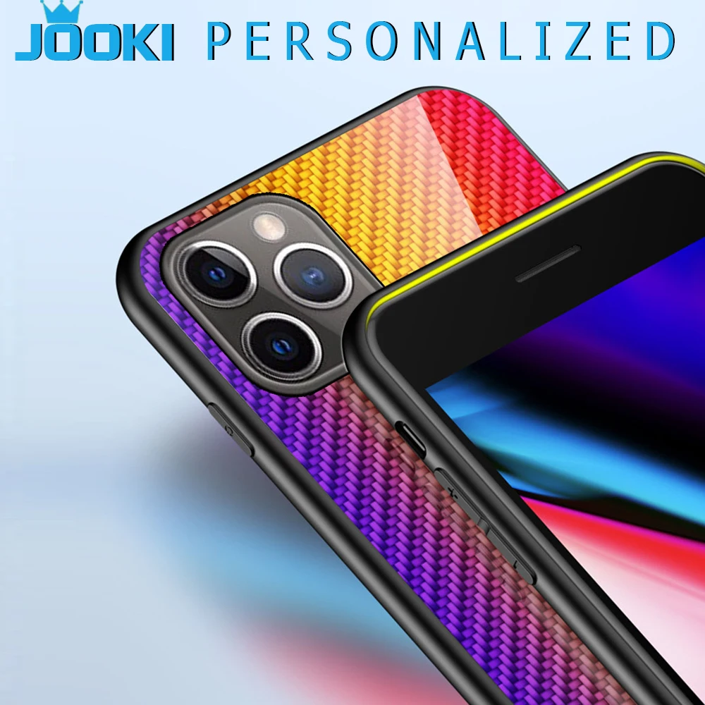 Роскошный чехол из закаленного стекла для iPhone 11 на iPhone 11 Pro, стеклянный чехол для iPhone11 6,1 11 Pro Max, чехол из углеродного волокна