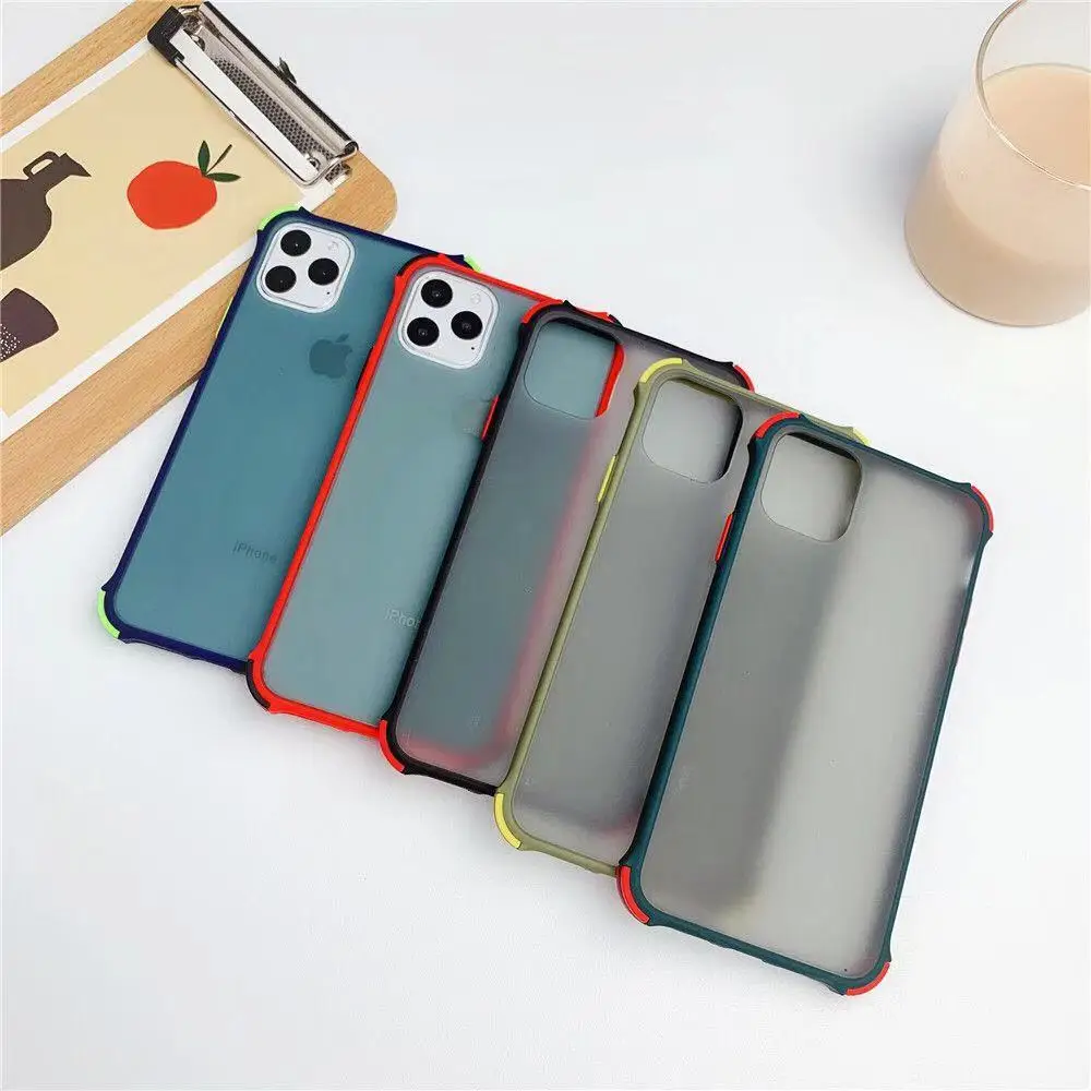 100 шт ударопрочный чехол для телефона для iPhone 11 Pro X XR XS Max 7 8 Plus Прозрачный матовый контрастный яркий цвет твердый PC задняя крышка