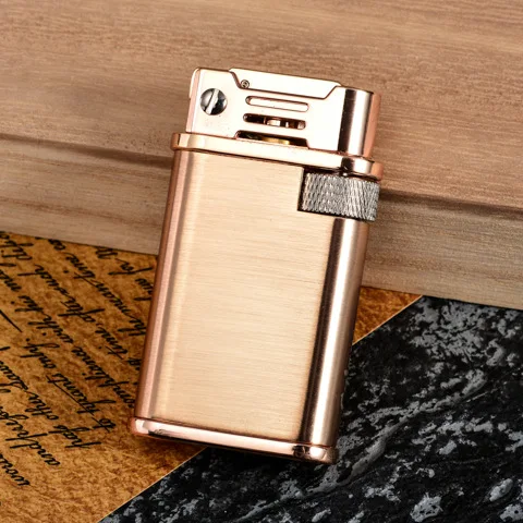  Retro Trench Copper Flint Lighter Brass Metal Men Gadgets Kerosene Oil Gasoline Lighter Gas Grindin