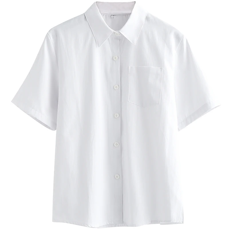 Рубашка с коротким рукавом и квадратным воротником для школьниц|white uniform shirt|white