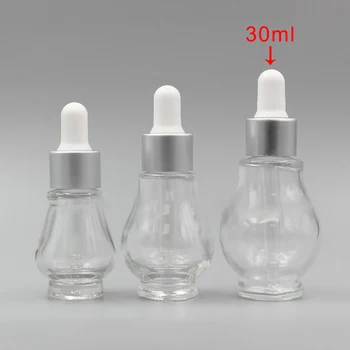 

Gold/Silver/Black dropper 30ml essential oil bottle,Empty 30ml Clear Single Gourd Shape Container