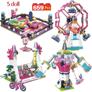 

699PCS City Bricks Compatible Lepining Friends Fun Park Carnival Of Joy Building Blocks Figure Model Toys For Girls Children