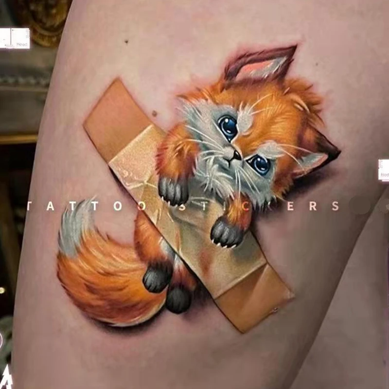 Cartoon Fox Waterproof Temporary Tattoo Stickers for Men Women Cute Pets Small Fresh Art Fake Tattoos Animal Childlike Tattoos tattoo sticker temporary tattoos