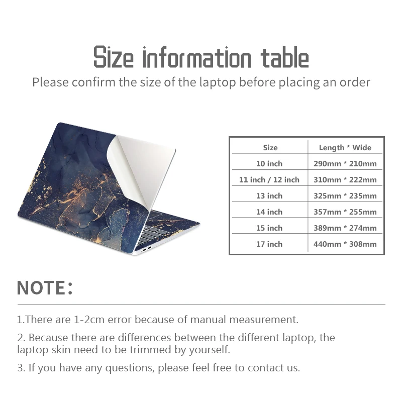 DIY Marble Laptop Skins Notebook Stickers PVC Skin 11.6\