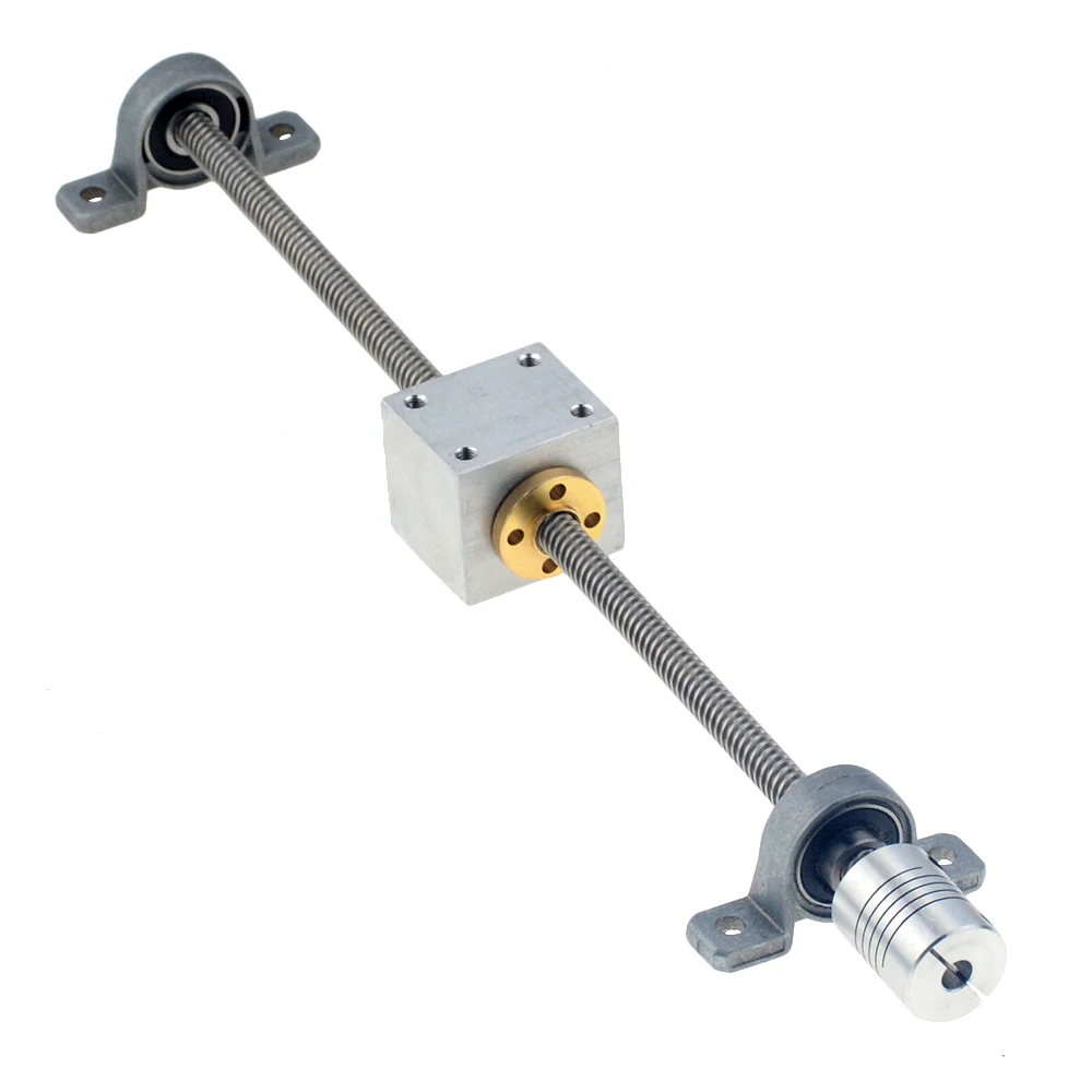 He6d72cd8addb4539b7d710c4decf02028 3D Printer Guide Rail Sets T8 Lead Screw + Linear Shaft 8mm + KP08 SK8 SC8UU+ Nut Housing + 1PC Coupling + 17HS2408 Step Motor Mallzona