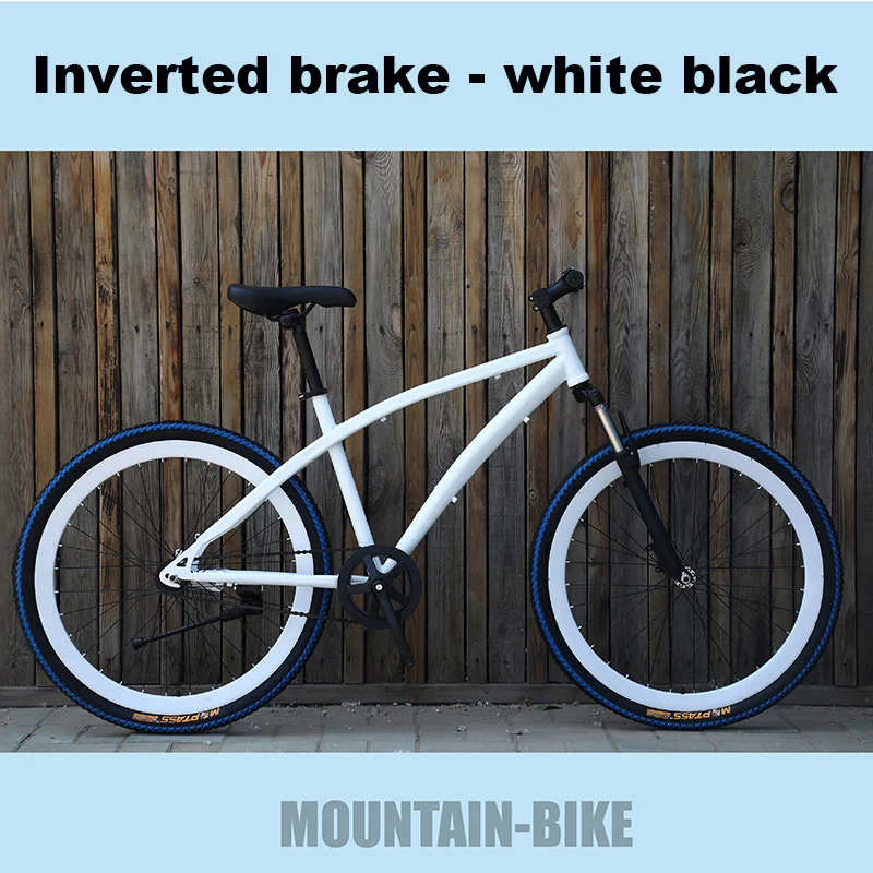26 дюймов шоссейный велосипед с фиксированной передачей амортизатор для велосипеда Ретро студенческий велосипед тормоз/двойной дисковый тормоз для взрослых - Цвет: White black