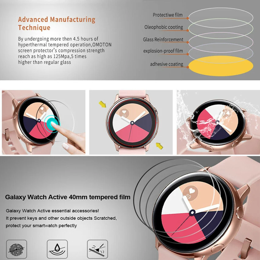 For Samsung Galaxy Watch Active2 Screen Protector Hydrogel Film TPU Explosion Proof Clear HD Guard Frontier Cover 40/41/44/45mm