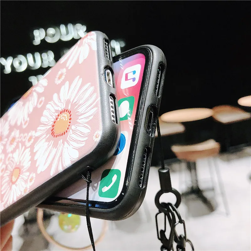 Мягкий чехол из ТПУ с ремешком на запястье для Xiaomi mi 8 SE mi 9 SE Red mi Note 7 с цветочным узором и ремешком
