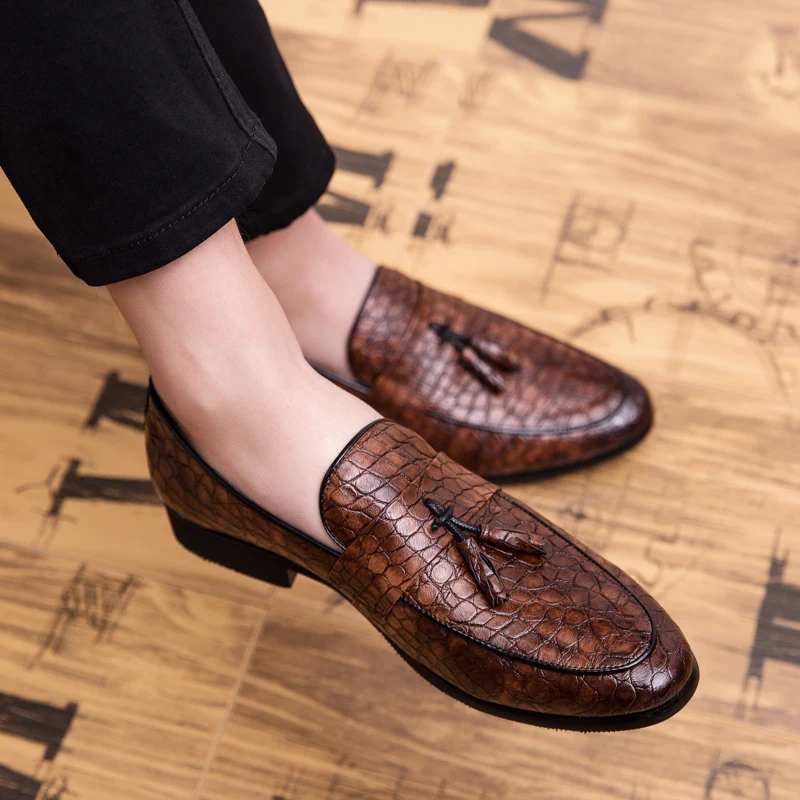 Leather Men Retro Tassel Flats Casual Shoes Soft Loafers Slip On Comfy Driving Boat Mocassins Homme Gentleman II | Обувь