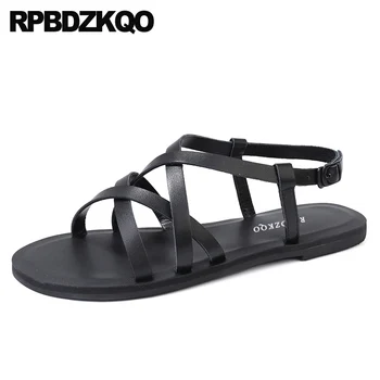 

designer beach shoes summer high quality gladiator ladies black brown women sandals flat casual open toe 2019 roman slingback