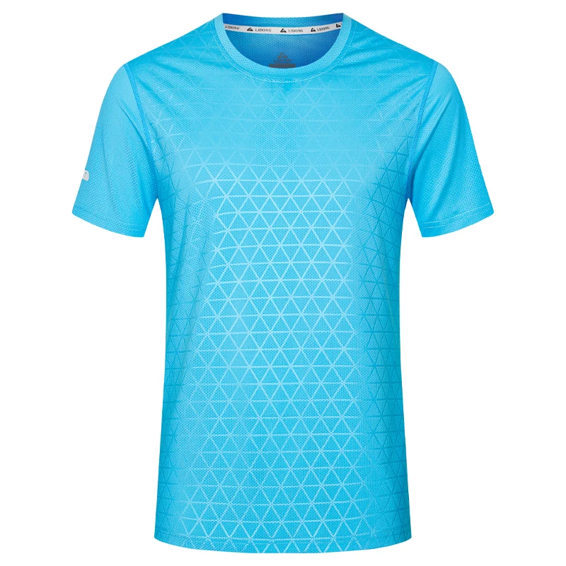 Gym Shirts Men Tranning Run Football Jerseys Workout Causal Print Quick Drying Tshirt Compression Polyester Short Sleeve