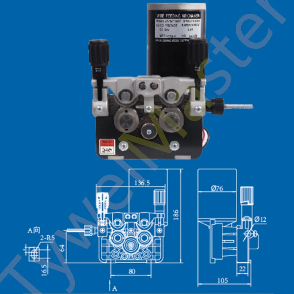 MIG Wire Feeder ZK76ZY-02AV DC 24V Welding Wire Feeding Assembly 80W 2-18m/min For Arc MAG Welding Machine