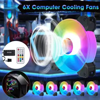 

6pcs RGB Adjust LED Fan Cooler 120mm Cooling Fan PC Computer Case Fan Heatsink Silent For Gaming Case Cooler Fan With Controller