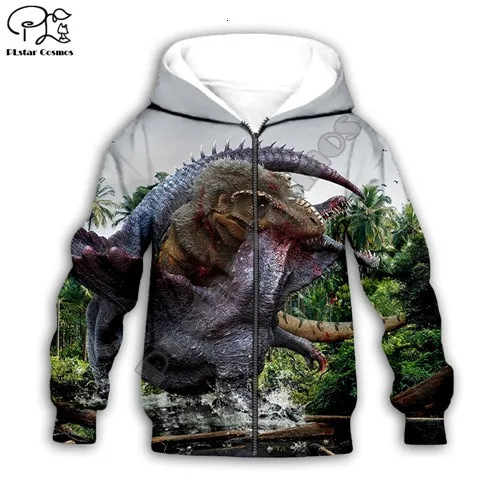 Kids zip hoodies Для малышей и детей постарше, футболка, одежда для девочек, мальчик, сын мультфильм Динозавр юркского периода принт 3D толстовки с капюшоном/застежки-молнии/Футболка Пуловер для малышей штаны K14 - Цвет: Kids zip hoodies