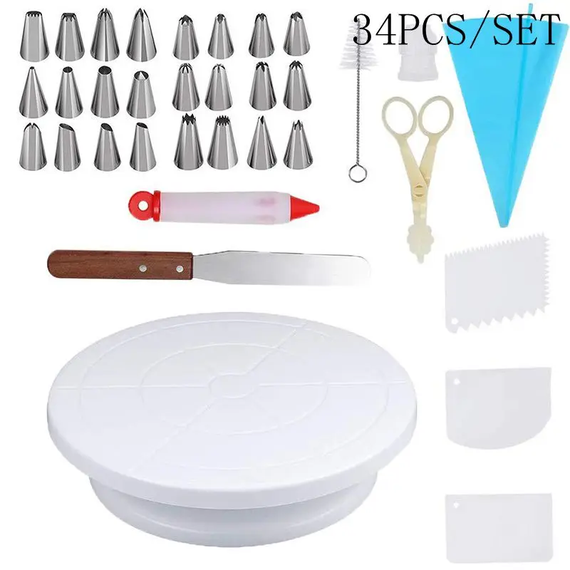 34pcs Hifuar 106/Набор DIY инструмент для украшения торта принадлежности для выпечки набор из нержавеющей стали кондитерский комплект сопел Цветочная глазурь Советы Инструменты для выпечки - Цвет: 34pcs