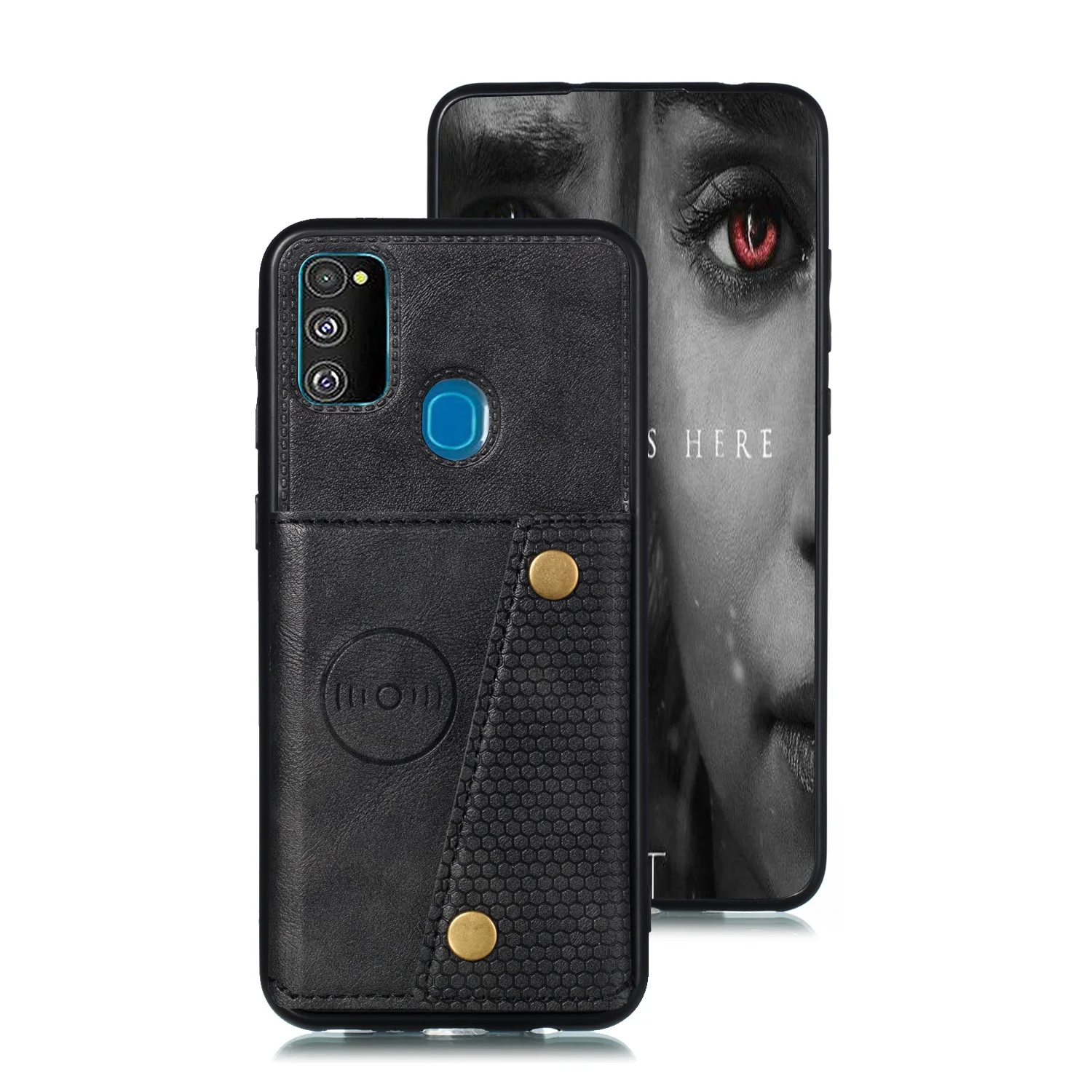 Черный Держатель для карт, кошелек, чехол для телефона samsung Galaxy M30 M20 M30s M10 Etui из искусственной кожи, задняя крышка-подставка, чехол для samsung M30 - Цвет: Черный
