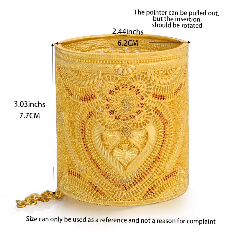 24K Gold Color Dubai Bangles For Women African Ethiopian Bracelets Wedding Jewelry Party Gifts