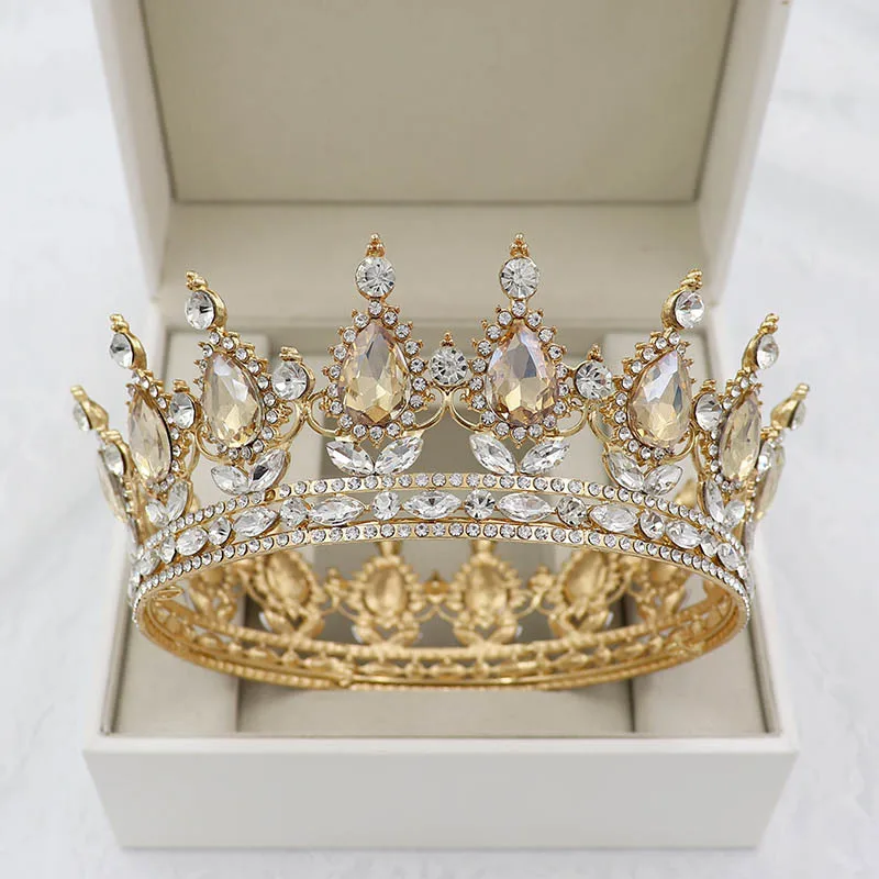 30 Options Crystal Tiaras Bride Wedding Crown Royal Queen King Round Diadem Bridal Headpiece Pageant Hair Jewelry Head Accessory (18)