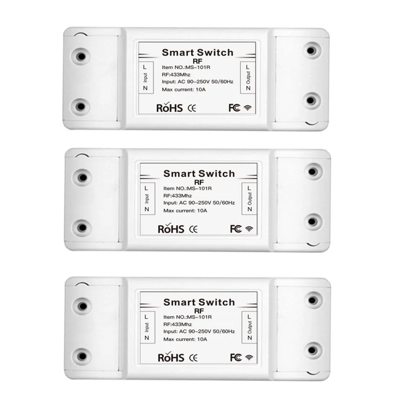 3pcs RF433 110 В 220 в беспроводной не wifi приемник умный пульт дистанционного управления Smart Life/Tuya приложение работает с Alexa Home от Google - Комплект: 3pcs