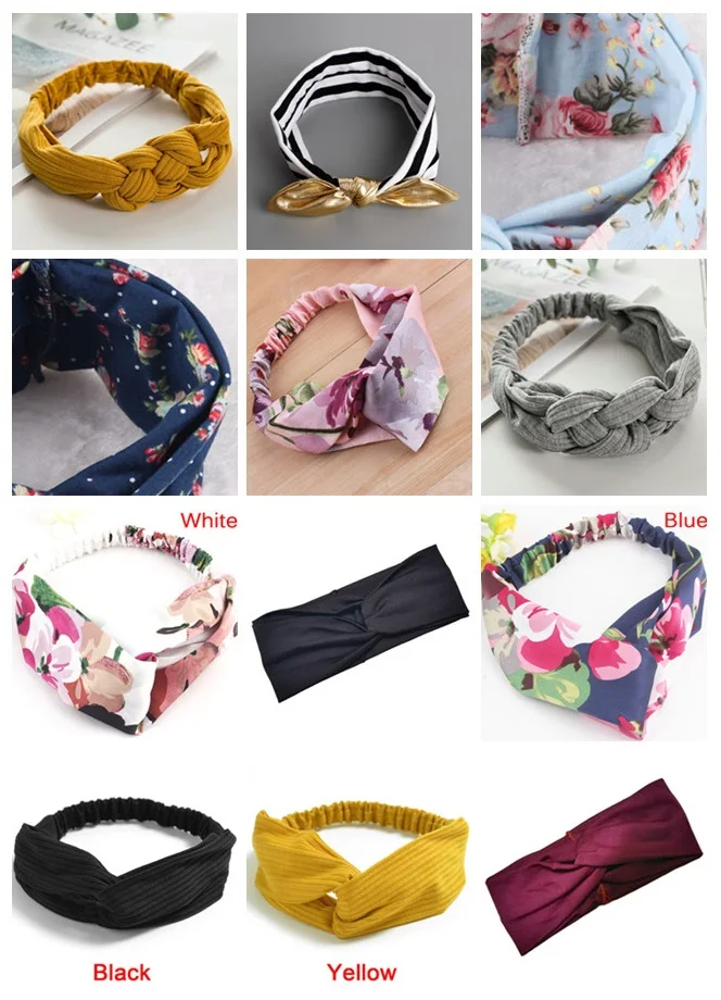 1PC Women Knotted Bow Headband Cross Turban Elastic Headwear Lady Headdress Head Wrap Fashion Hair Band For Girls
