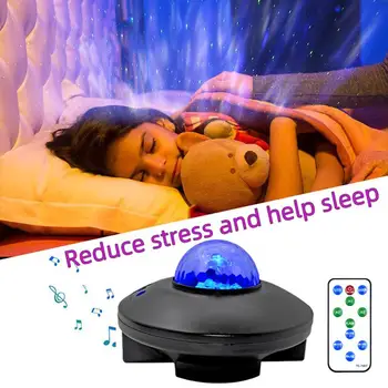 

USB LED Star Night Light Music Starry Water Wave LED Projector Light Wireless Projector Sound-Activated Projector Light