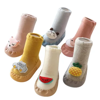

Baby Kids Cute Cartoon doll non-slip toddler long socks Fashion Unisex Comfortable Thick Warm Soft Cotton leather Floor socks