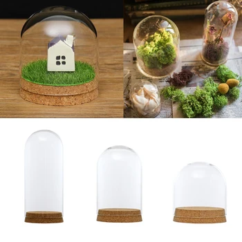 

Clear Glass Display Dome Cover Cloche Bell Jar Succulent Terrariums with Wood Cork for Home Office Table Decor DIY