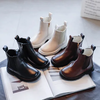 

Kids Ankle Boots 2020 New Autumn Fashion Girls Martin Boots PU Leather Zipper Bootie Rubber Sole Waterproof Boys Casual Boots