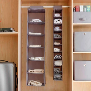 

6/10-Tier Oxford Fabric Closet Hanging Shelf Home Organizer Collapsible Clothing Shoe Accessories Storage Box Tower Sock Holder