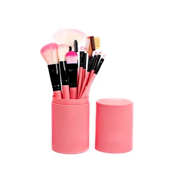 

12 PCS Makeup Brush Set with Case Professional Cosmetic Brushes for Powder Foundation, Eyeshadow, Eyeliner, Lip-Pink