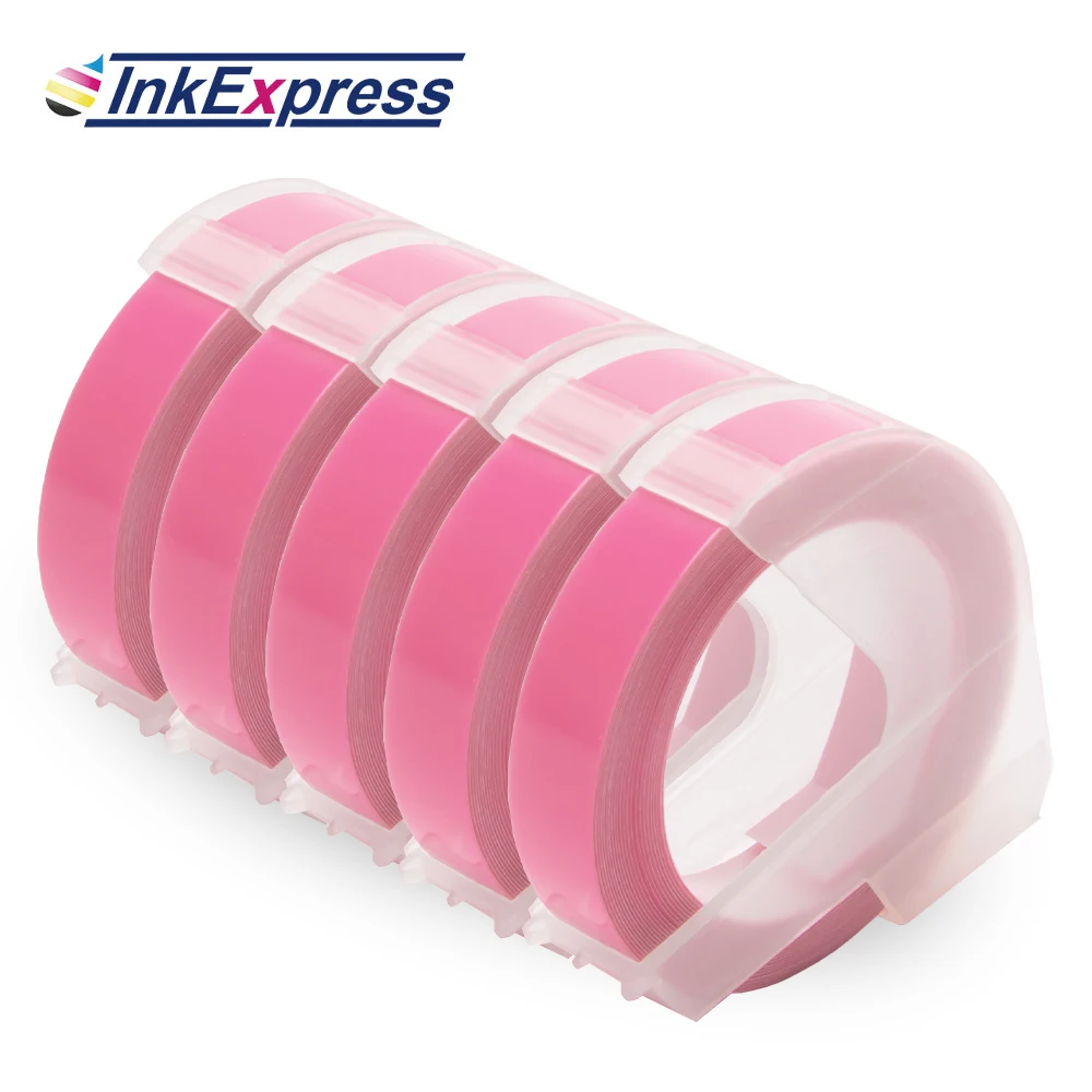 

5PK 3D Embossing Tapes Plastic White on Pink 3D Embossing Label Tape 9mm Labels for Dymo Embossing Label Maker 1540 1755 1880