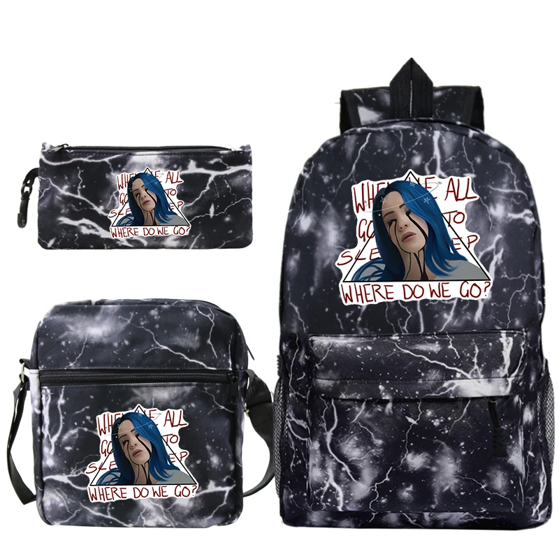 Billie Eilish bag 4 Billie Eilish 3 шт./компл. школьные сумки для подростков, для мальчиков и девочек, рюкзак Для женщин Для мужчин Billie Eilish Mochila Рюкзаки+ ручка сумки - Цвет: Billie Eilish bag 4