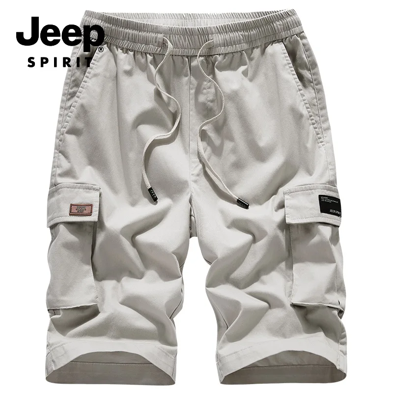 JEEP дух; брендовый товар; короткие Для мужчин эластичная кулиска на талии Для мужчин s шорты летние натуральный хлопок короткие шорты Бермуды мужские