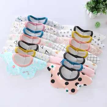 

360 Circular Baby Burp Cloths Soft Cotton Pocket Maternal Infant Supplies Baby Bibs Saliva Towel Cartoon Flower Bandana Bibs