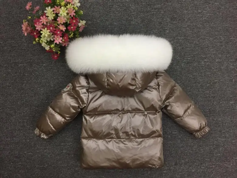 Коллекция года, комплекты детской одежды для русской зимы пуховое пальто с капюшоном и натуральным мехом для мальчиков и девочек+ пуховые штаны детский зимний комбинезон, лыжный костюм