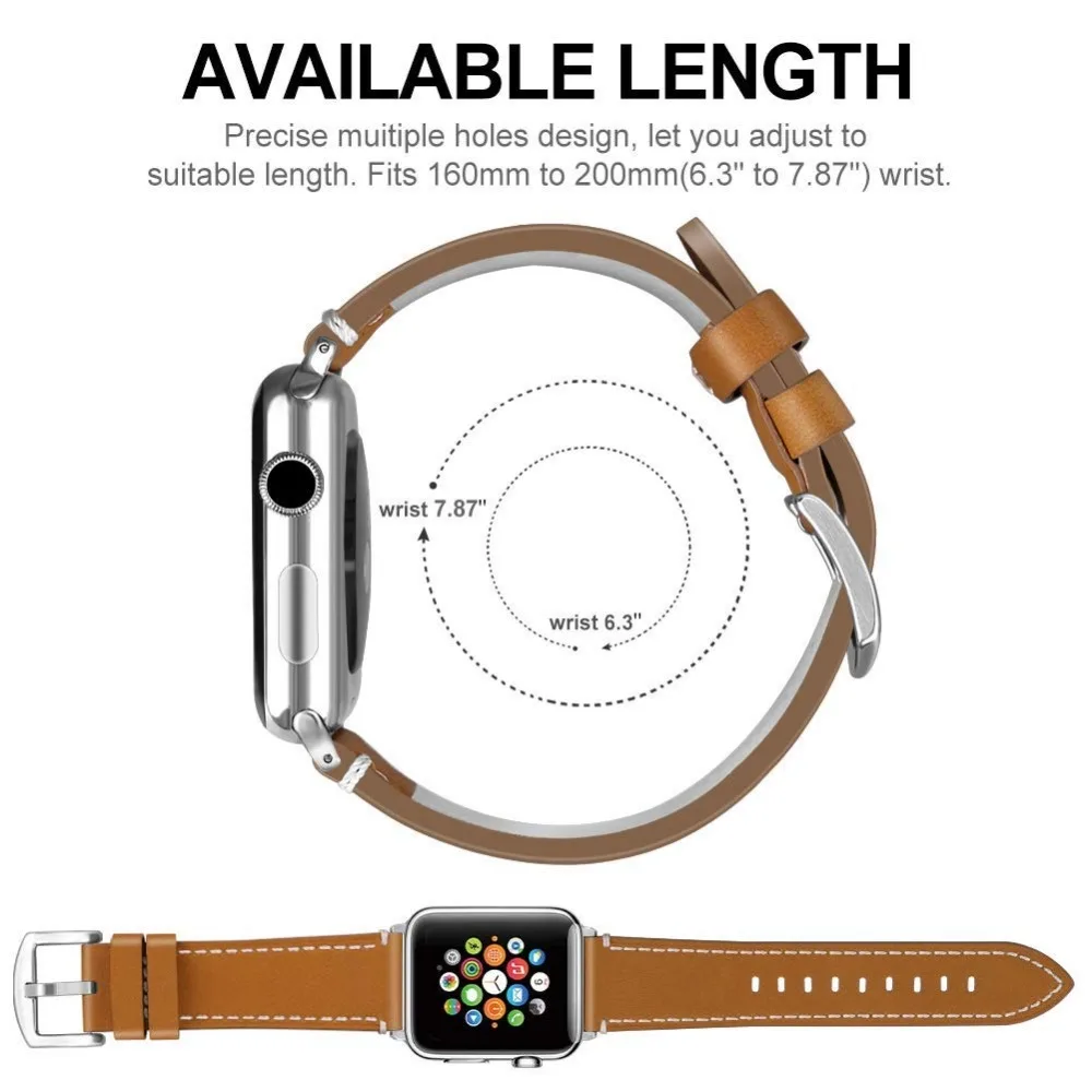 Ремешок для часов кожаный ремешок для наручных часов apple watch, ремешок 42 мм/38 мм браслет ремешок на запястье для наручных часов iwatch серии 3/2/1 44 мм чёрный; коричневый