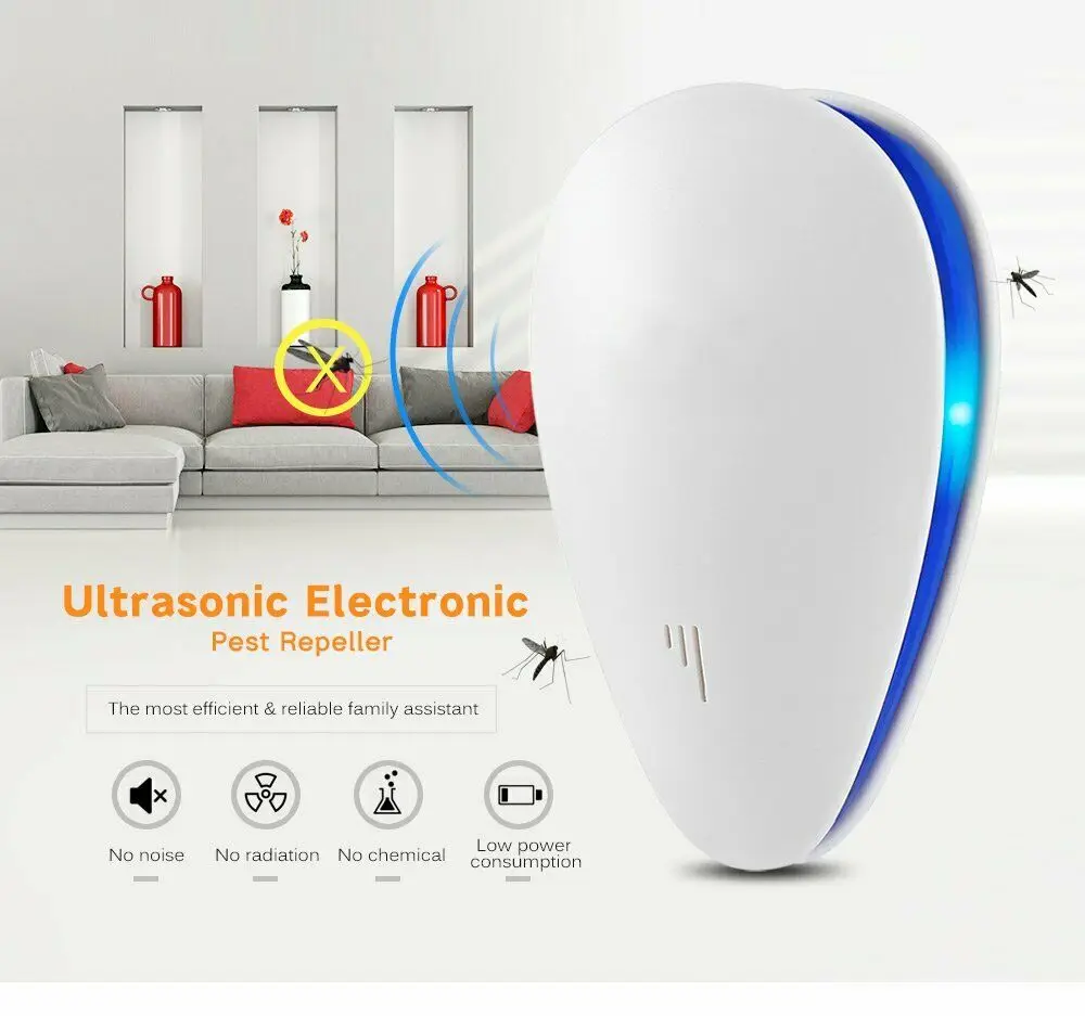 

1/4 PCS Ultrasonic Mosquito Killer Electronic Pest Repeller Reject Anti Mosquito Mice Cockroach Insect Repelent UK/EU/US Plug